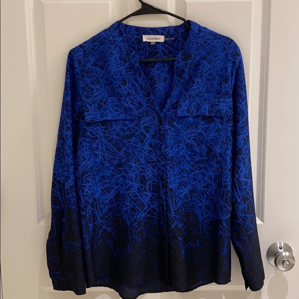 Calvin Klein printed button down roll up sleeve